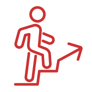 person going up steps