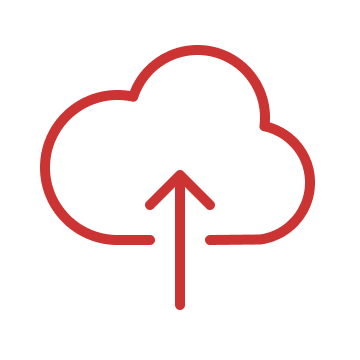 icon with a cloud with an arrow going up into it